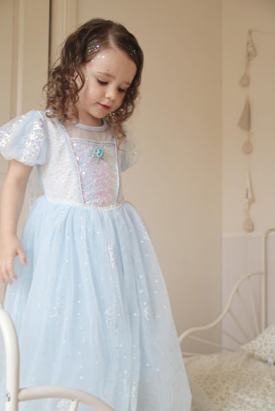 Sapphire Fairyfloss Princess Birthday Party Dress with cape - Elsa