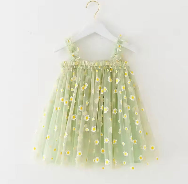 1st Birthday Kids little girl Arabella Daisy Tulle Dress - Mint