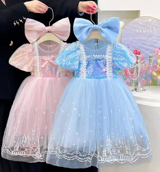Enchanting Royal Princess Dress Cosplay Costume & Tulle Bow Clip