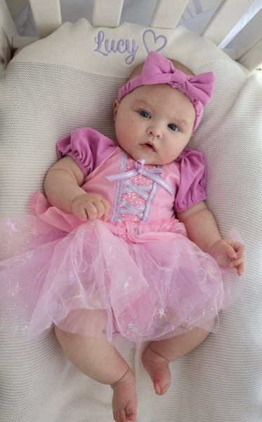Baby Girls Violet Rapunzel Tutu Tulle Romper with bow