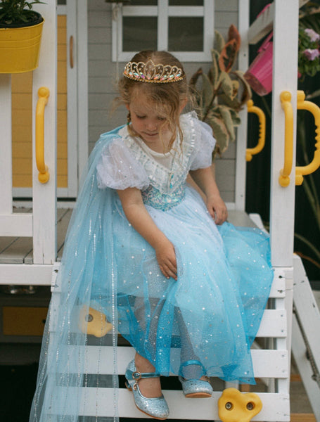 Elsa Lace Princess Party Dress Costume Cosplay & Cape - Blue