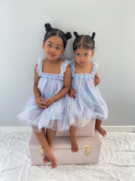 1st Birthday Kids little girls Arabella Tulle Fairy Birthday Dress - Blue