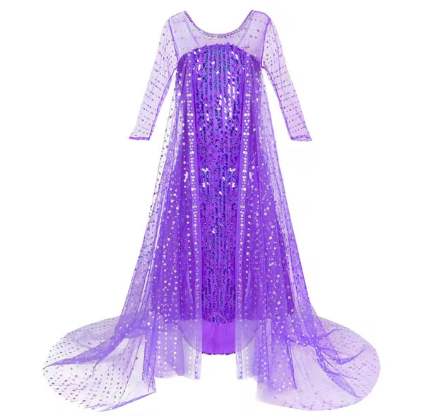 Magical Purple Elsa Sparkle Princess Party Dress