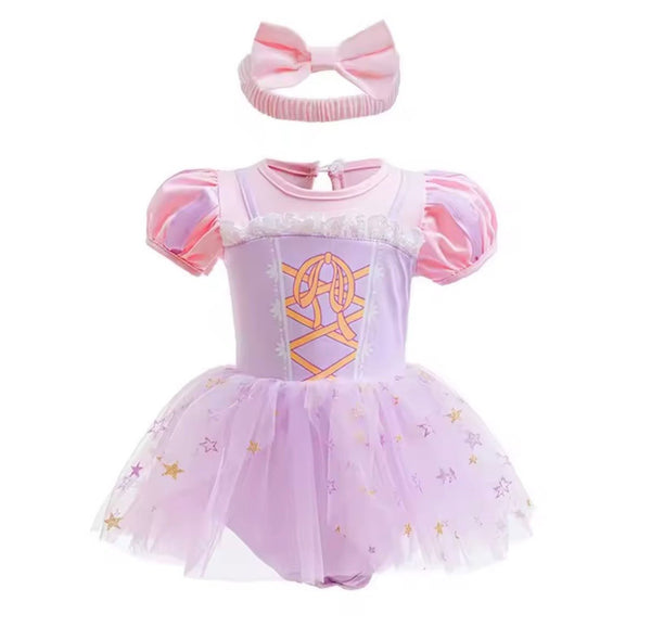 Baby Girls Rapunzel Tutu Tulle Romper with bow