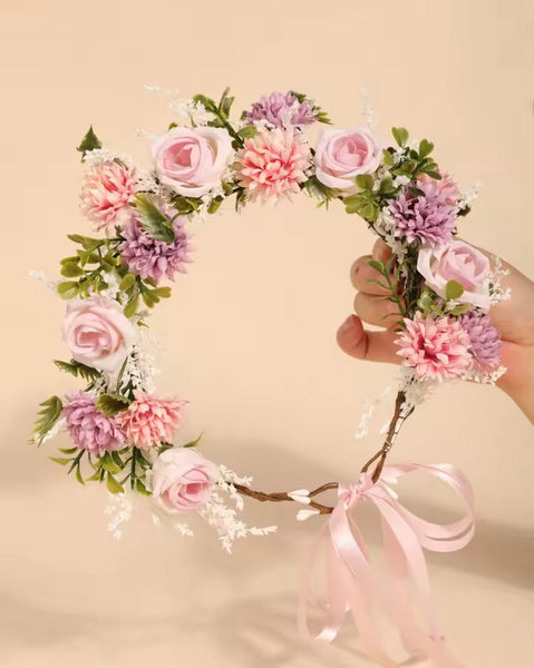 Enchanted Pink Floral Flower Crown