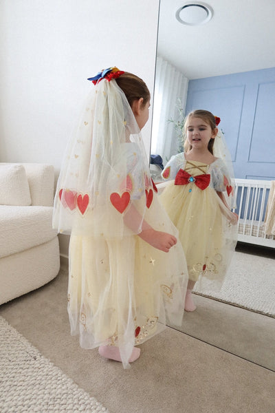 Luxe Snow White Princess Sparkle Party Dress Costume & Clip