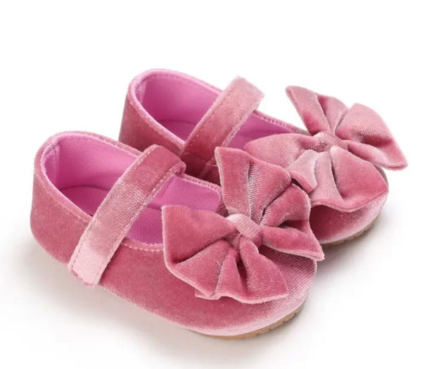 My First Christmas Baby Pink Velvet Shoes