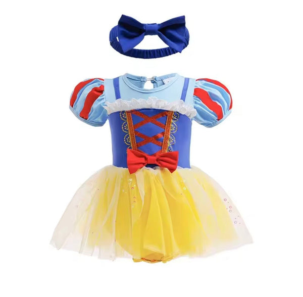 Baby Girls Snow White Princess Tutu Tulle Romper with bow