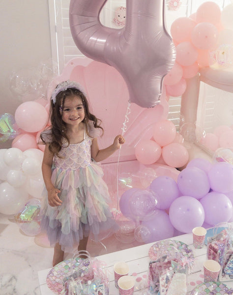 Mermaid Rainbow Bow Princess Party Dress