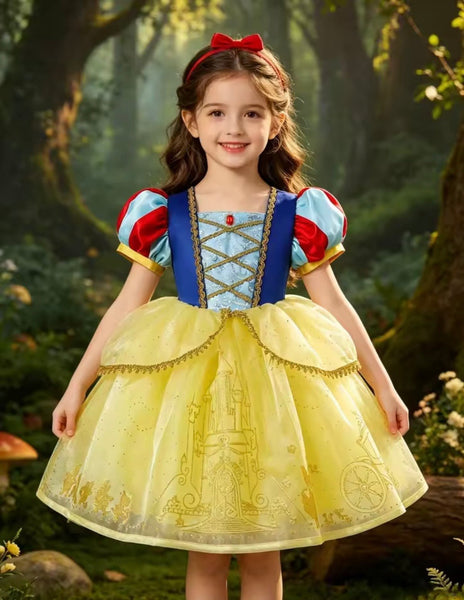 Royal Snow White Princess Birthday Party Dress Costume & Headband