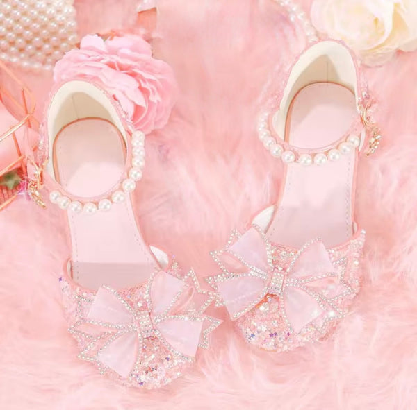 Little Girls Sparkle High Heel Princess Birthday Girl Shoe - Pink