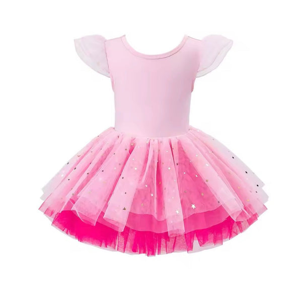 Ballerina Shimmer Tulle Tutu Leotard - Baby Pink/Pink