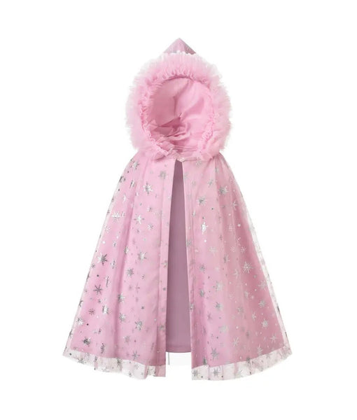 Kids little girls Snow Elsa Cosplay Cloak Cape - Pink