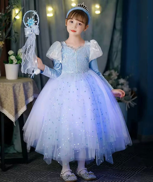 Snowflake Elsa Luxe Princess Long Sleeve Dress Costume