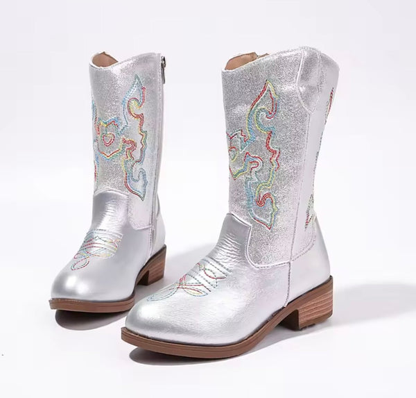 Sparkle Princess Cowgirl Boots – Silver