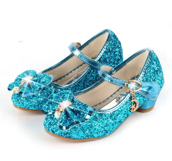 Little Girls My First High Heel Bow Princess Birthday Girl Shoe - blue