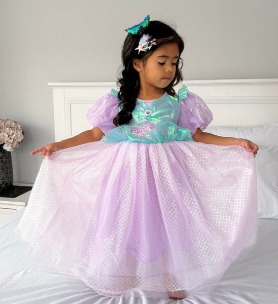 Mermaid Princess Purple Pearl Birthday Party Dress Costume