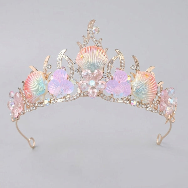 Mermaid Peach Luxe Princess Birthday Tiara Crown - Purple