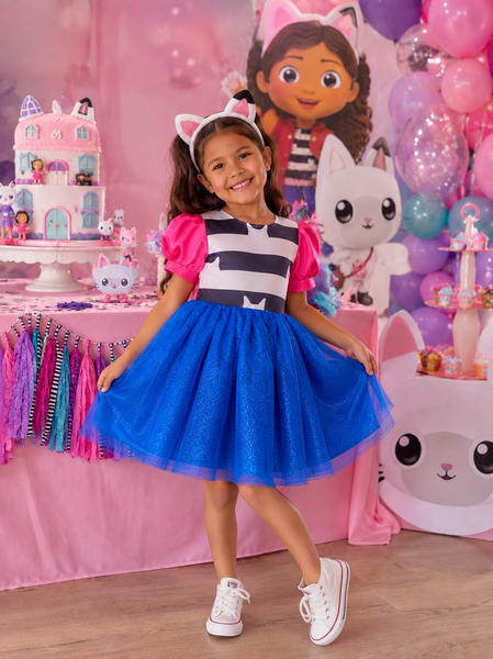 New Gabby’s Inspired Party Dress with Cat Ears Headband - Halloween Costume