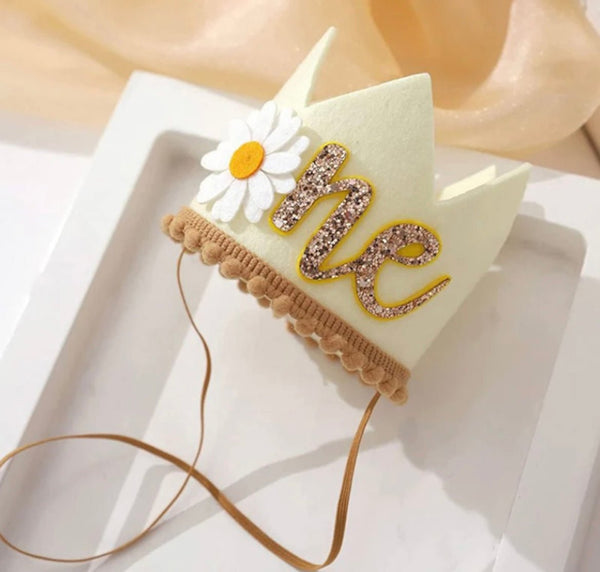 Daisy 1st Birthday Party Crown Hat - Lemon